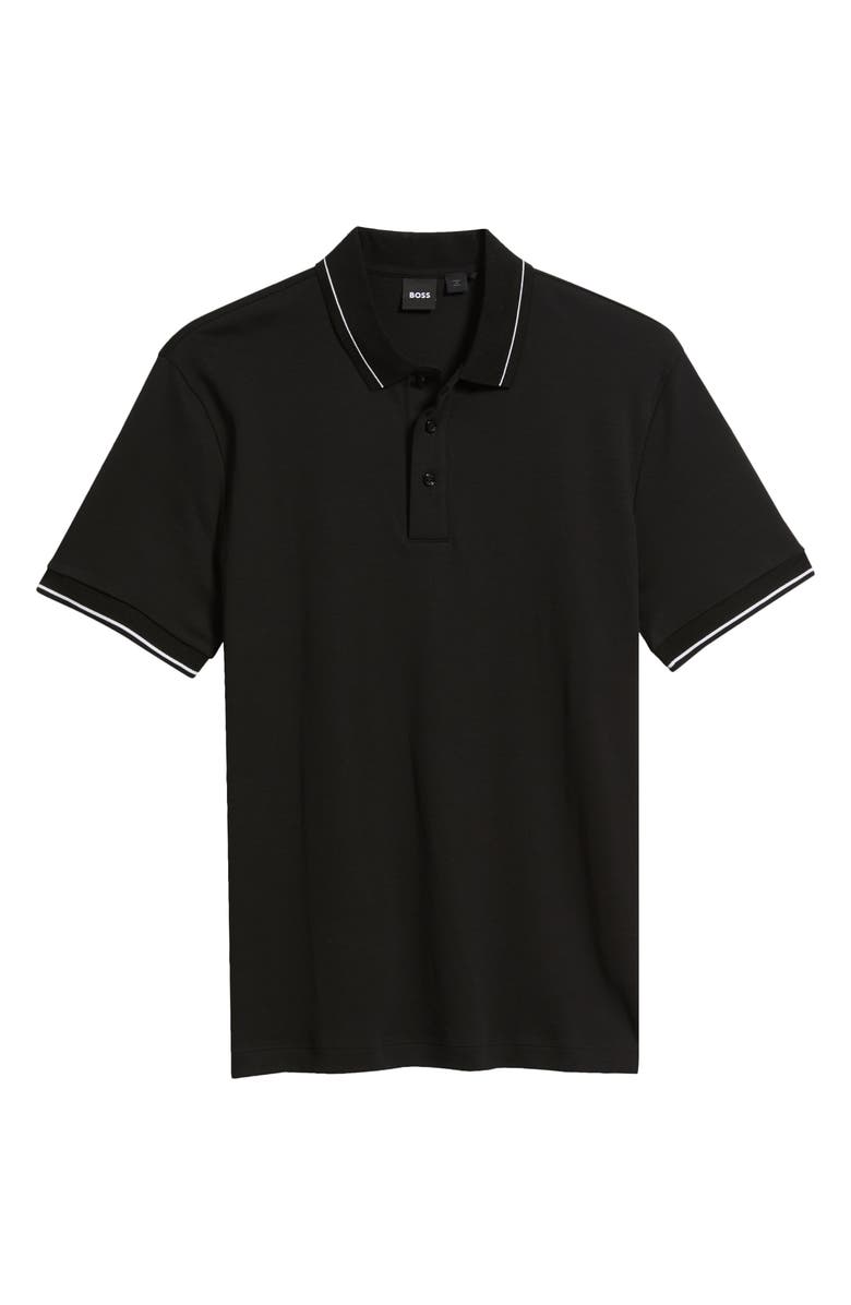 BOSS Parlay Tipped Cotton Polo, Alternate, color, Black