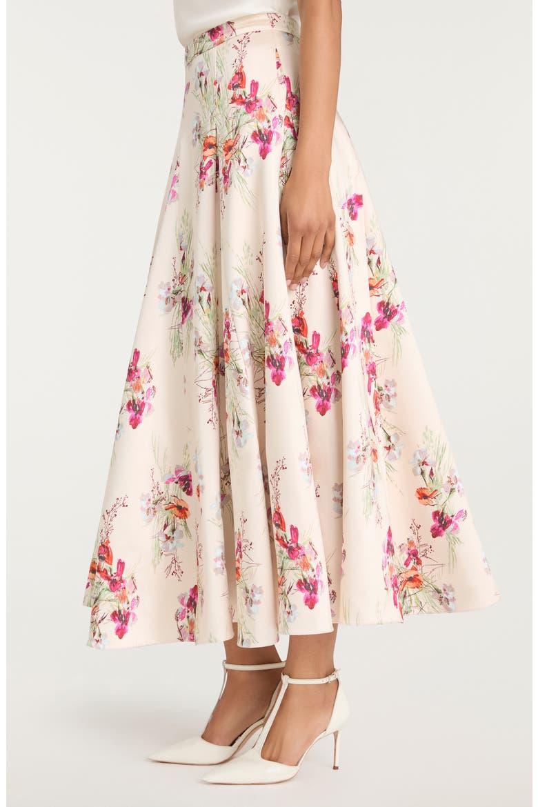 Hilda Bouquet Godet Skirt, Alternate, color, OATMILK MULTI