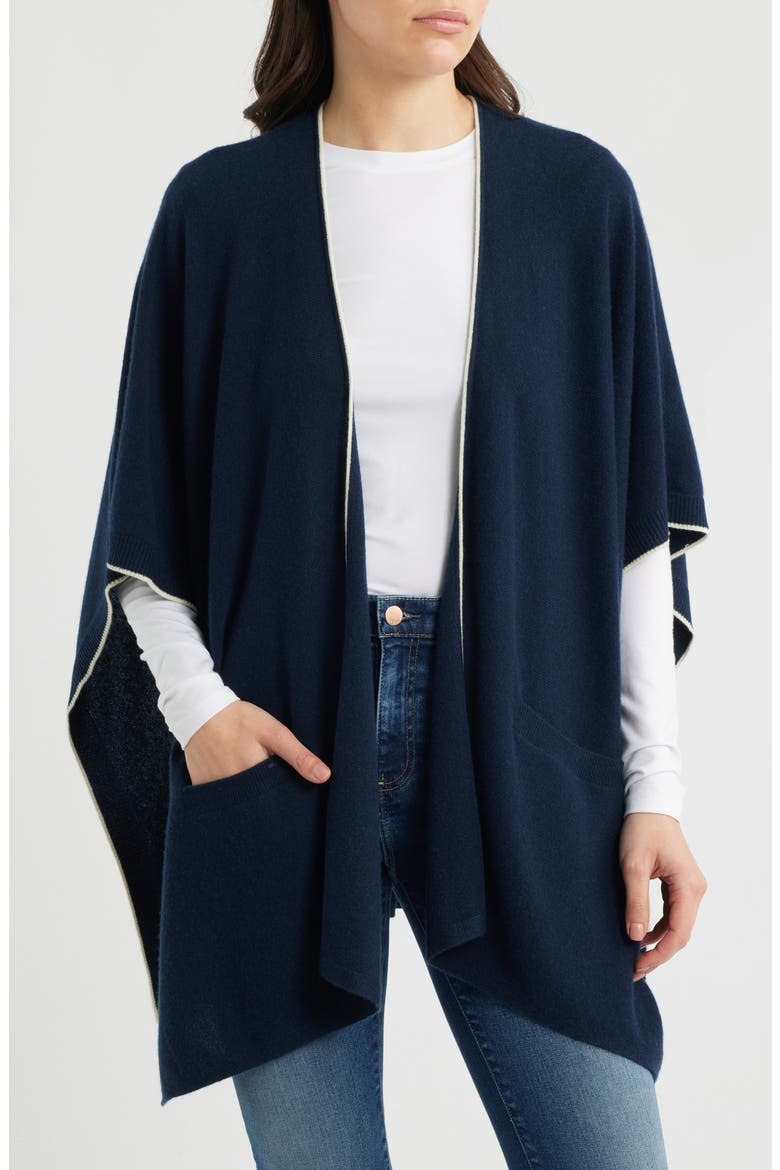 Tipped Cashmere Cape, Main, color, TWILIGHT BLUE