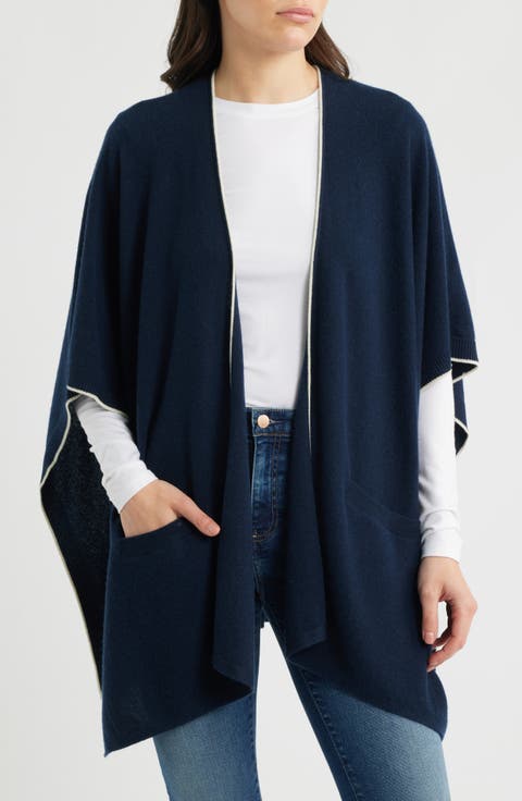 Tipped Cashmere Jersey Ruana