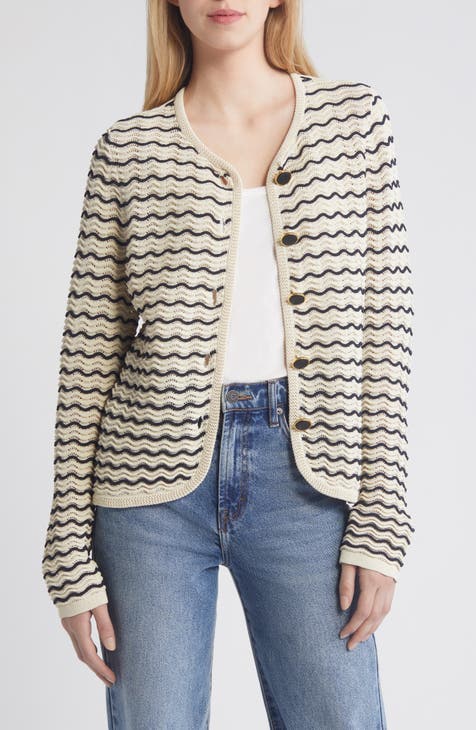 Rag fashion & Bone Striped Bedford Draped Open Front Cardigan