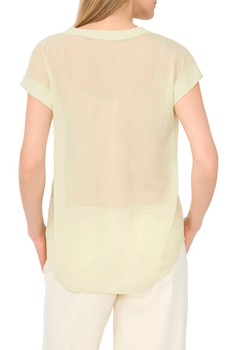 V-Neck Front Placket Top, Alternate, color, LILY GREEN