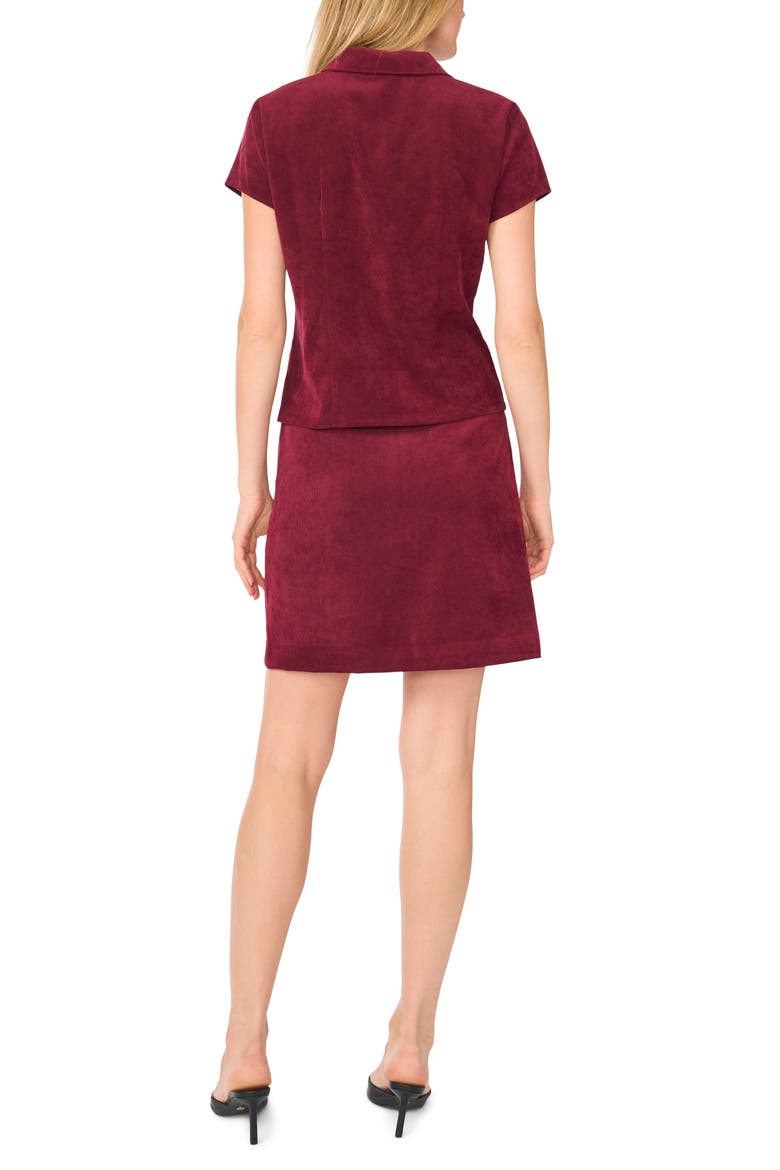 Corduroy Short Sleeve Button Front Shirt, Alternate, color, CRISP MERLOT
