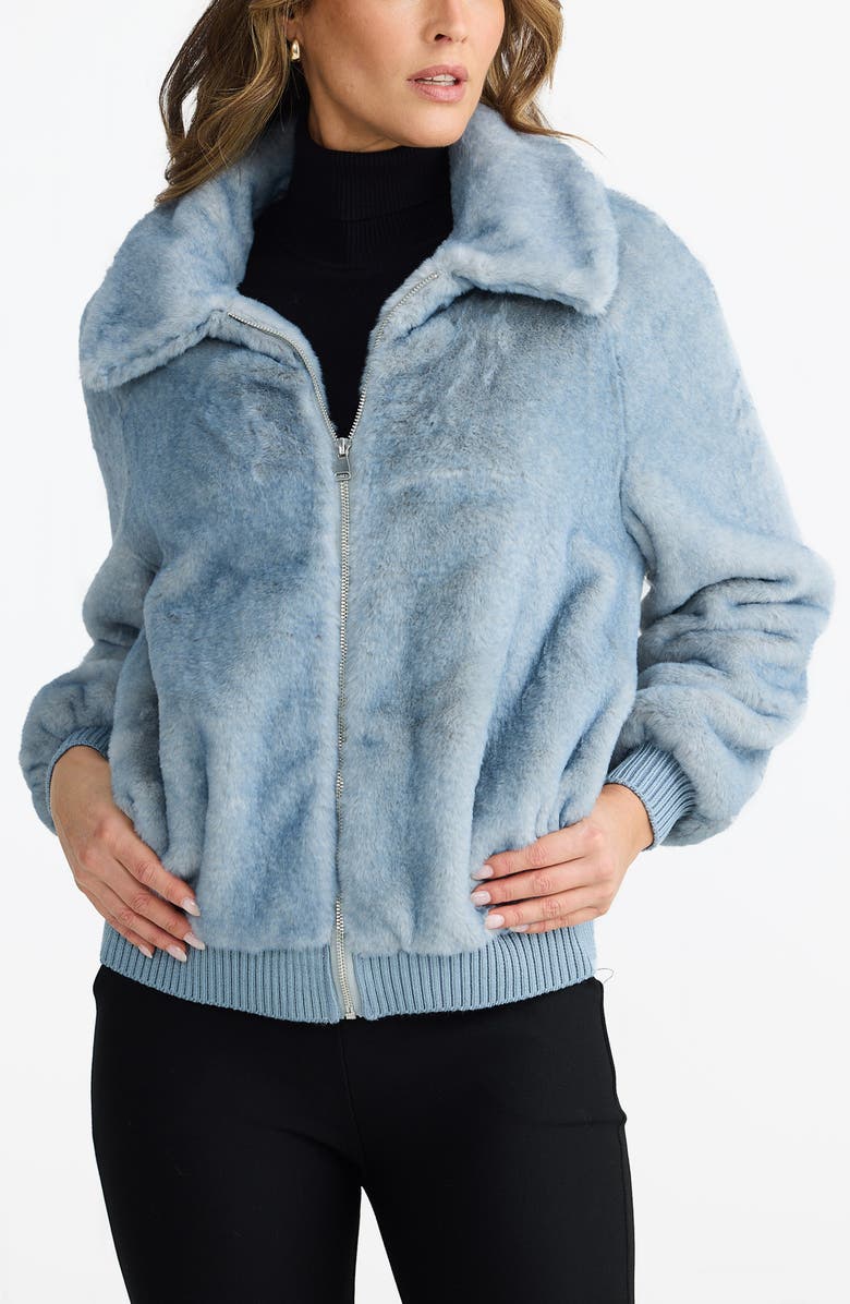 Brave+True Celeste Faux Fur Bomber Jacket, Alternate, color, Storm