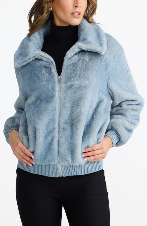 Brave + True Brave+true Celeste Faux Fur Bomber Jacket In Blue