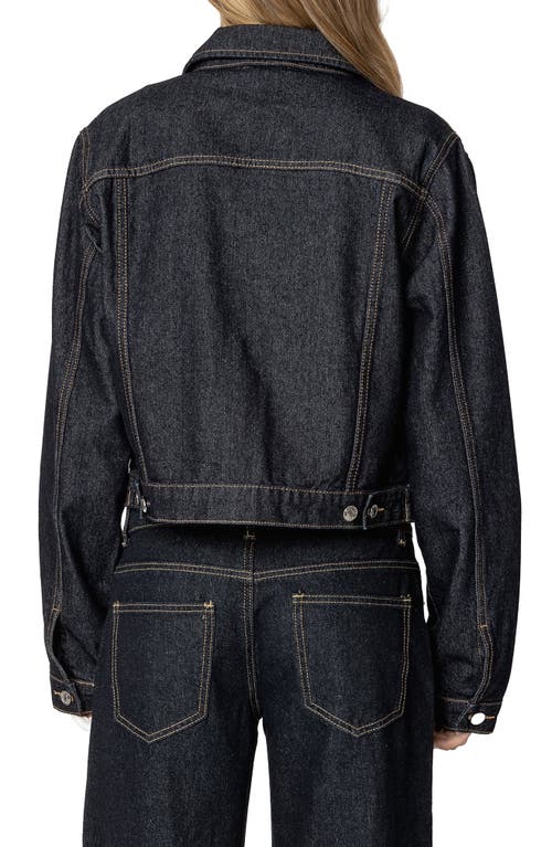 Edikted Barb Crop Denim Trucker Jacket In Indigo-blue-raw-wash