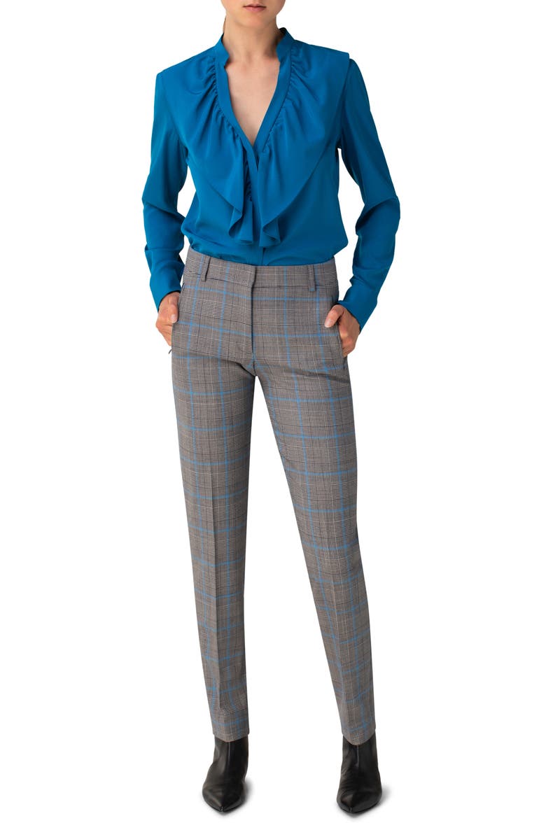 Akris punto Ruffle V-Neck Silk Blouse, Alternate, color,