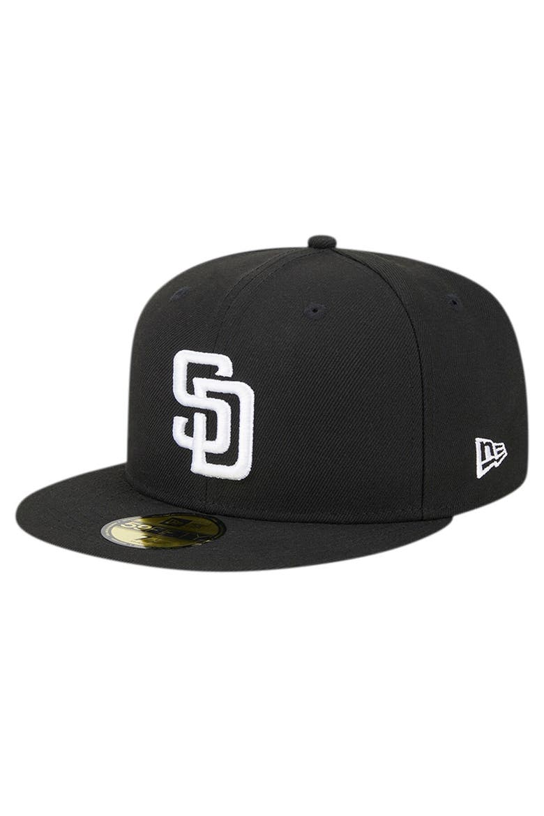 Men's New Era Black San Diego Padres Logo 59FIFTY Fitted Hat, Alternate, color, Black