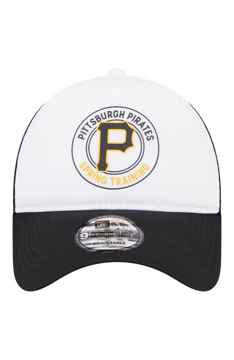 New Era Men's New Era White/Black Pittsburgh Pirates Spring Training Circle Foam A-Frame 9FORTY Trucker Adjustable Hat, Alternate, color, 