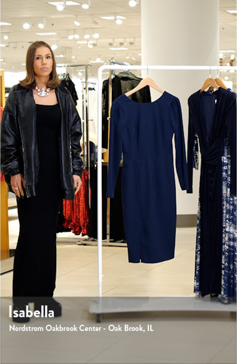 Nadia Long Sleeve Scoop Back Midi Dress, sales video thumbnail