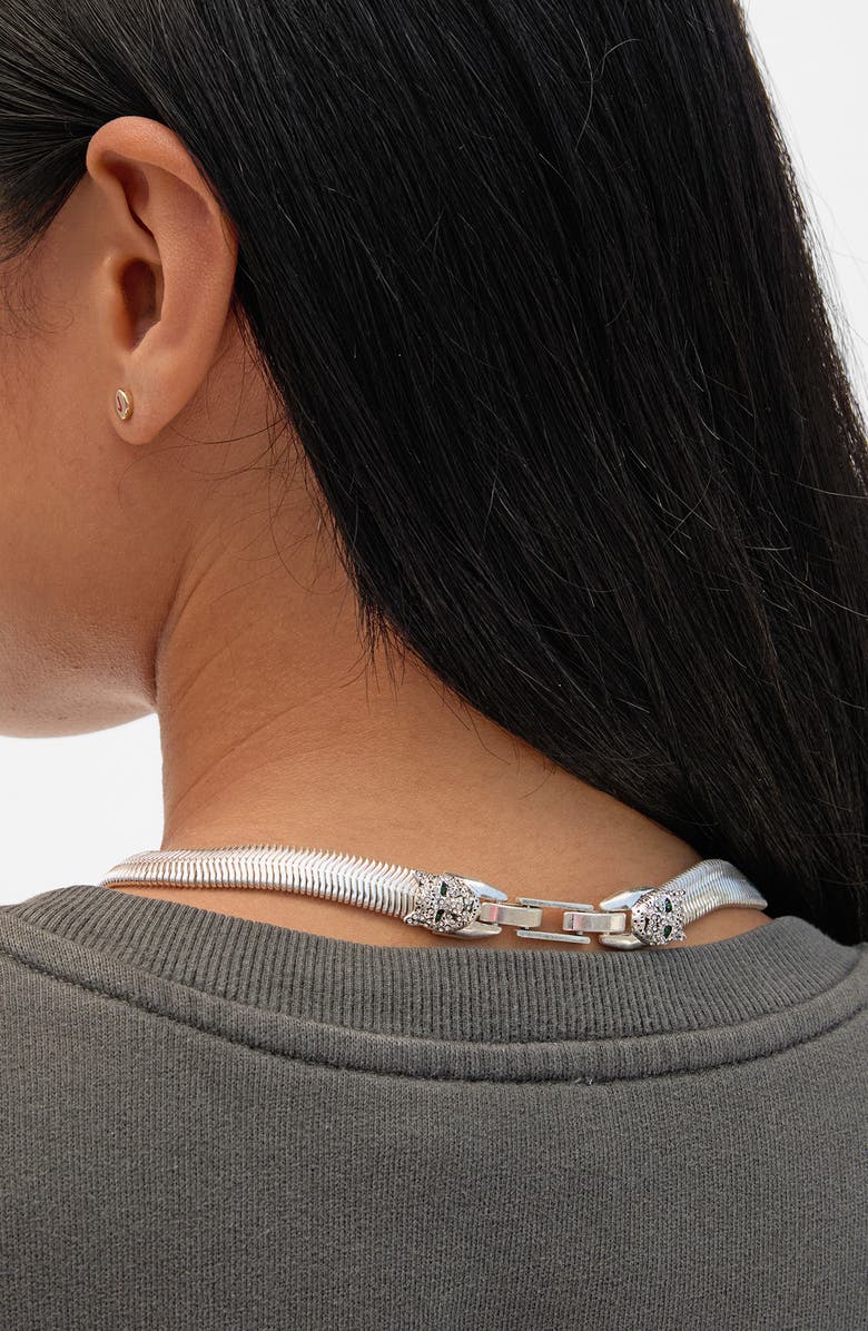 Clare V. Snake Chain Collar Necklace, Alternate, color, Silver