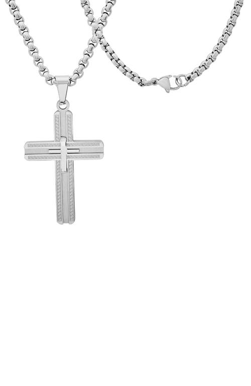 Hmy Jewelry Stainless Steel Cross Pendant Necklace In Silver