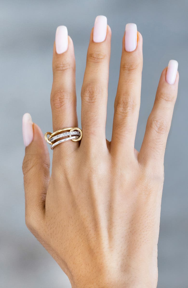 Spinelli Kilcollin Tigris SG Gris Gray Diamond Stack Ring, Alternate, color, Silver Gold