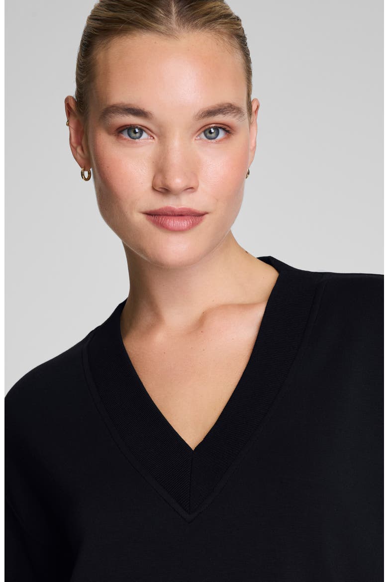 AirEssentials Brushed V-Neck Tunic, Alternate, color, VERY BLACK