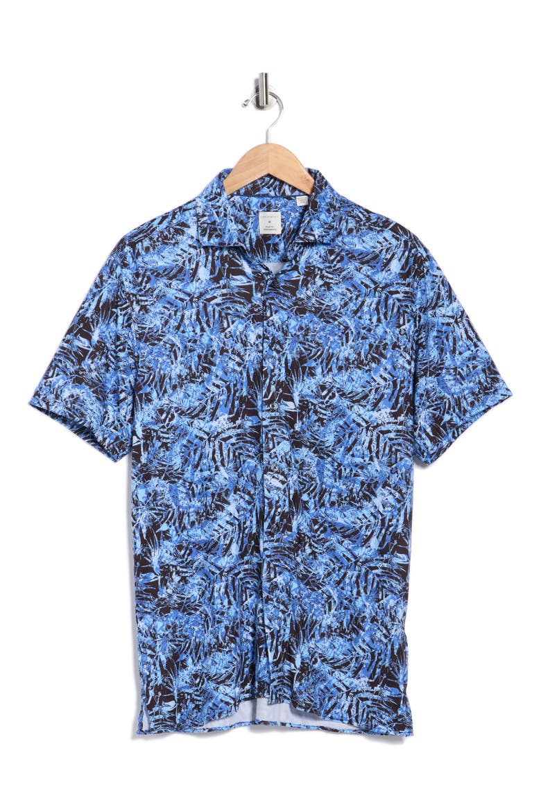 Slim Fit Performance Short Sleeve Button-Up Shirt, Alternate, color, NAVY/ BLUE