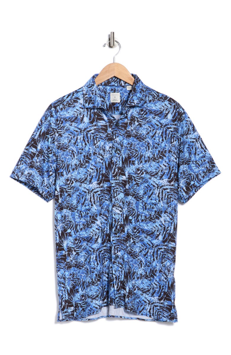 CONSTRUCT Slim Fit Performance Short Sleeve Button-Up Shirt, Alternate, color, Navy/ Blue