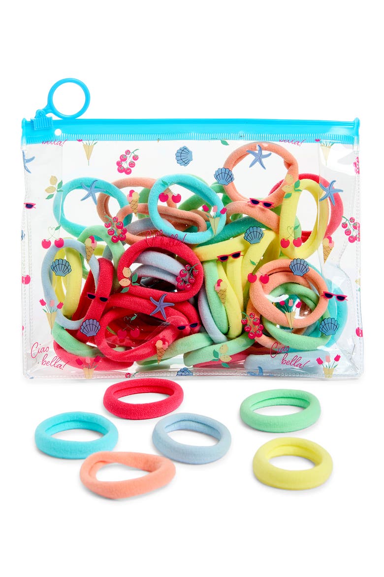 60-Pack Solid Hosiery Ponytail Holders, Main, color, MULTI