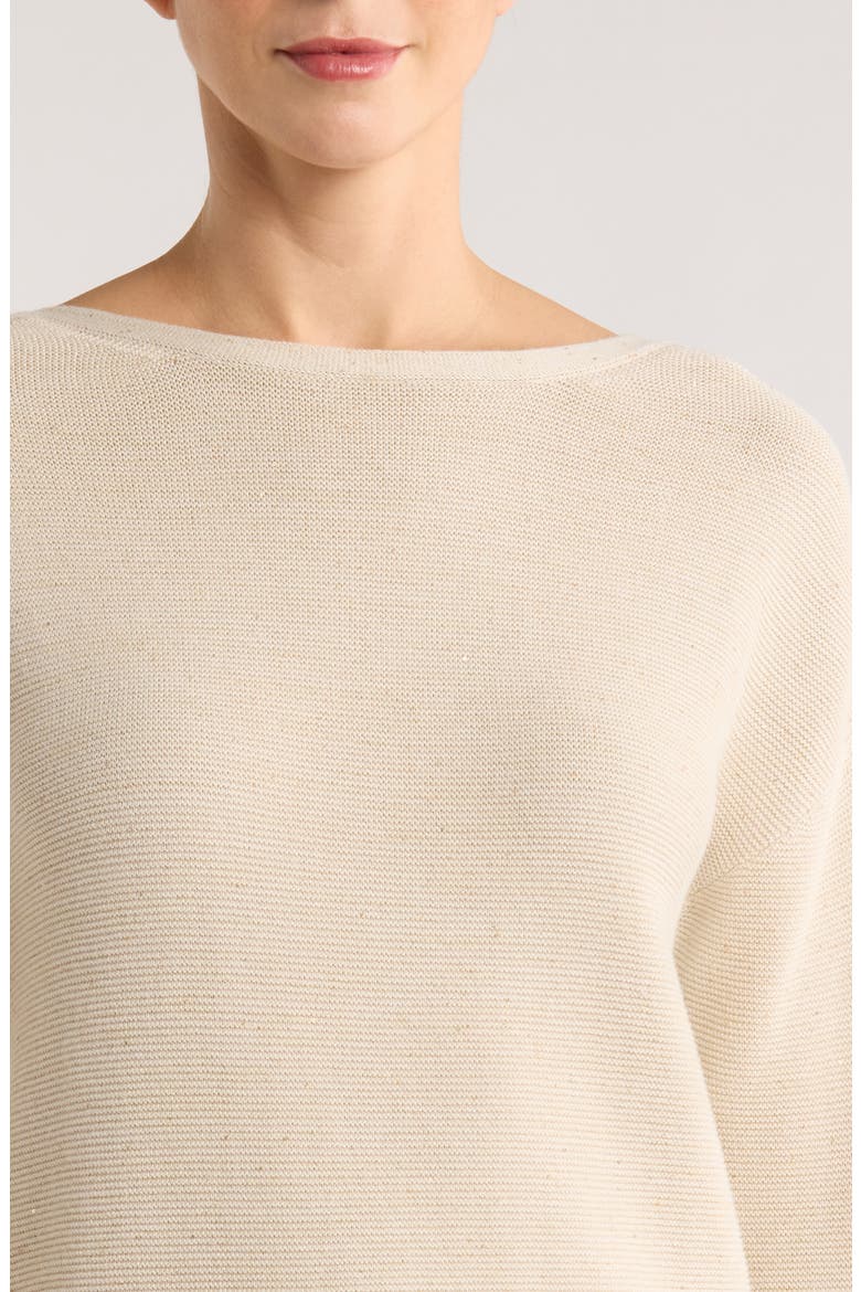 Crystal Sands Sequin Relaxed Fit Cotton Blend Sweater, Alternate, color, SEEDPEARL