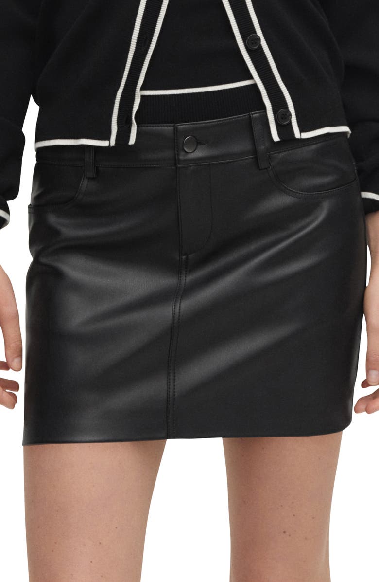 MANGO Faux Leather Miniskirt, Main, color,