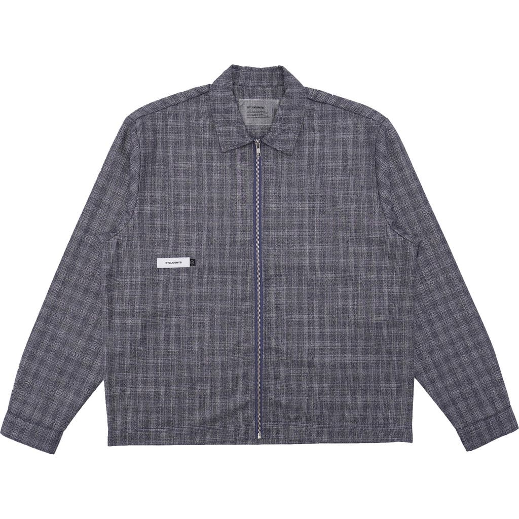 Students Fisher Wool Blend Flannel Zip-up Shirt In Blue