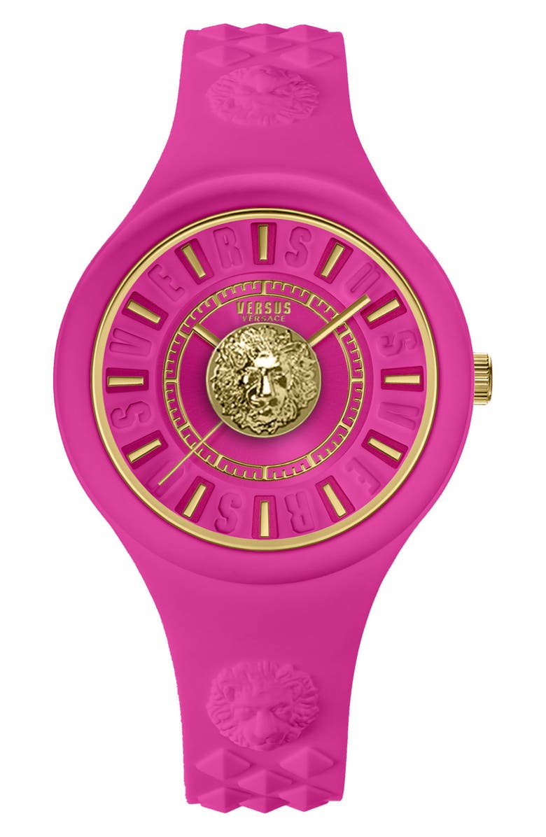 VERSUS Versace Women's Versus Fire Island Lion Silicone Strap Watch, 39mm, Alternate, color, 