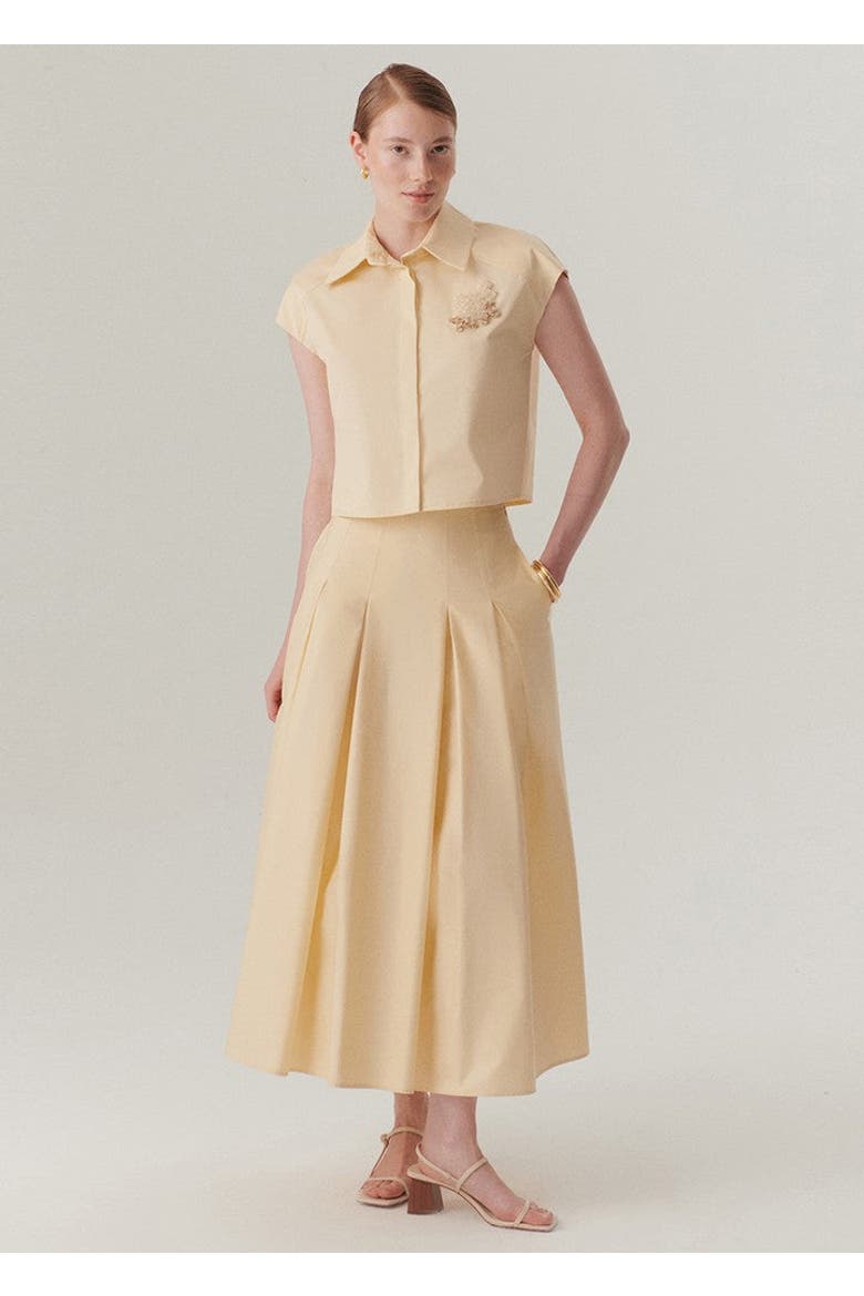Hadley Midi Skirt, Main, color, YELLOW