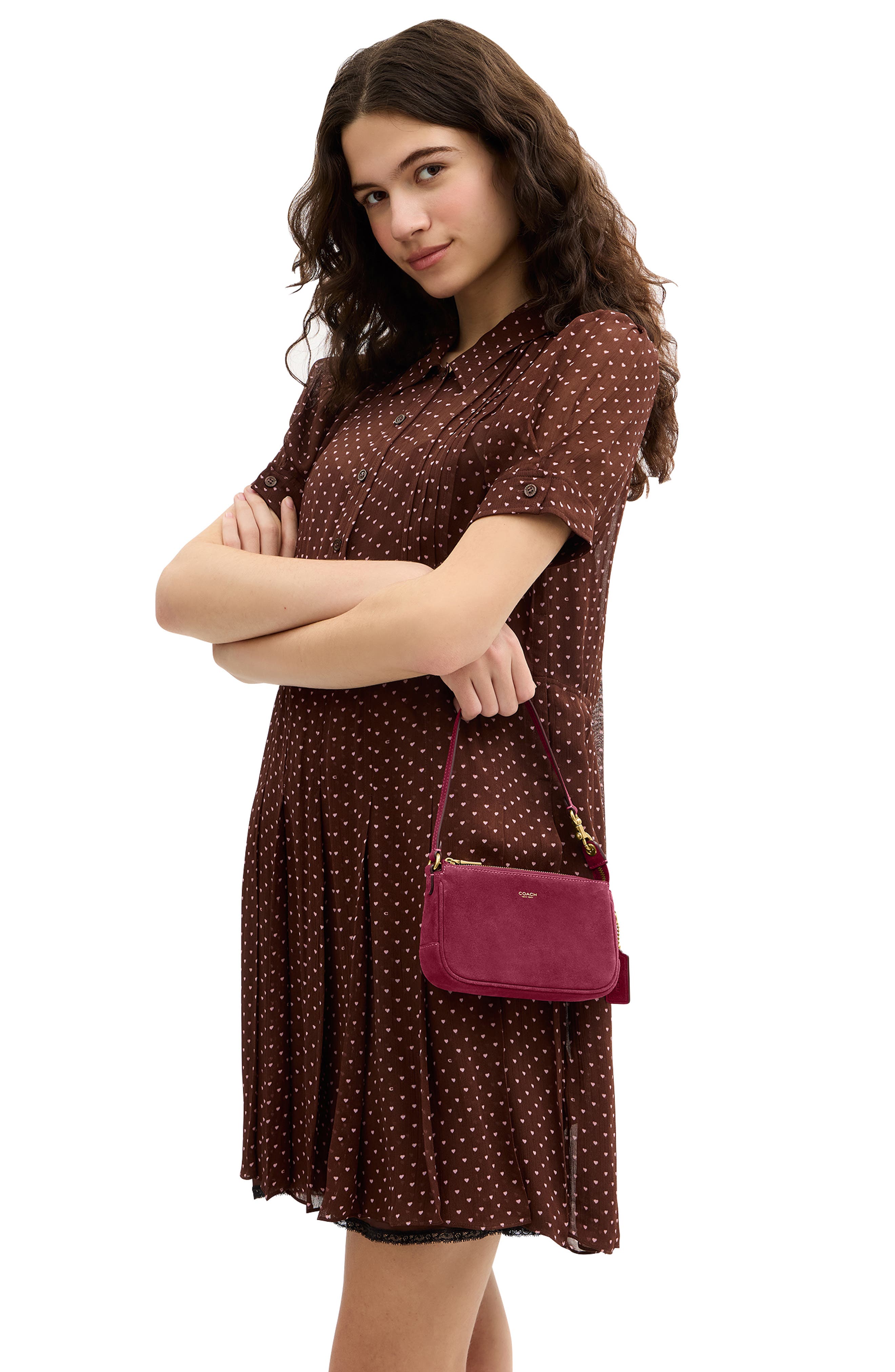 Plaza 18 Natural Grain Leather Shoulder Bag, Alternate, color, DARK FUCHSIA