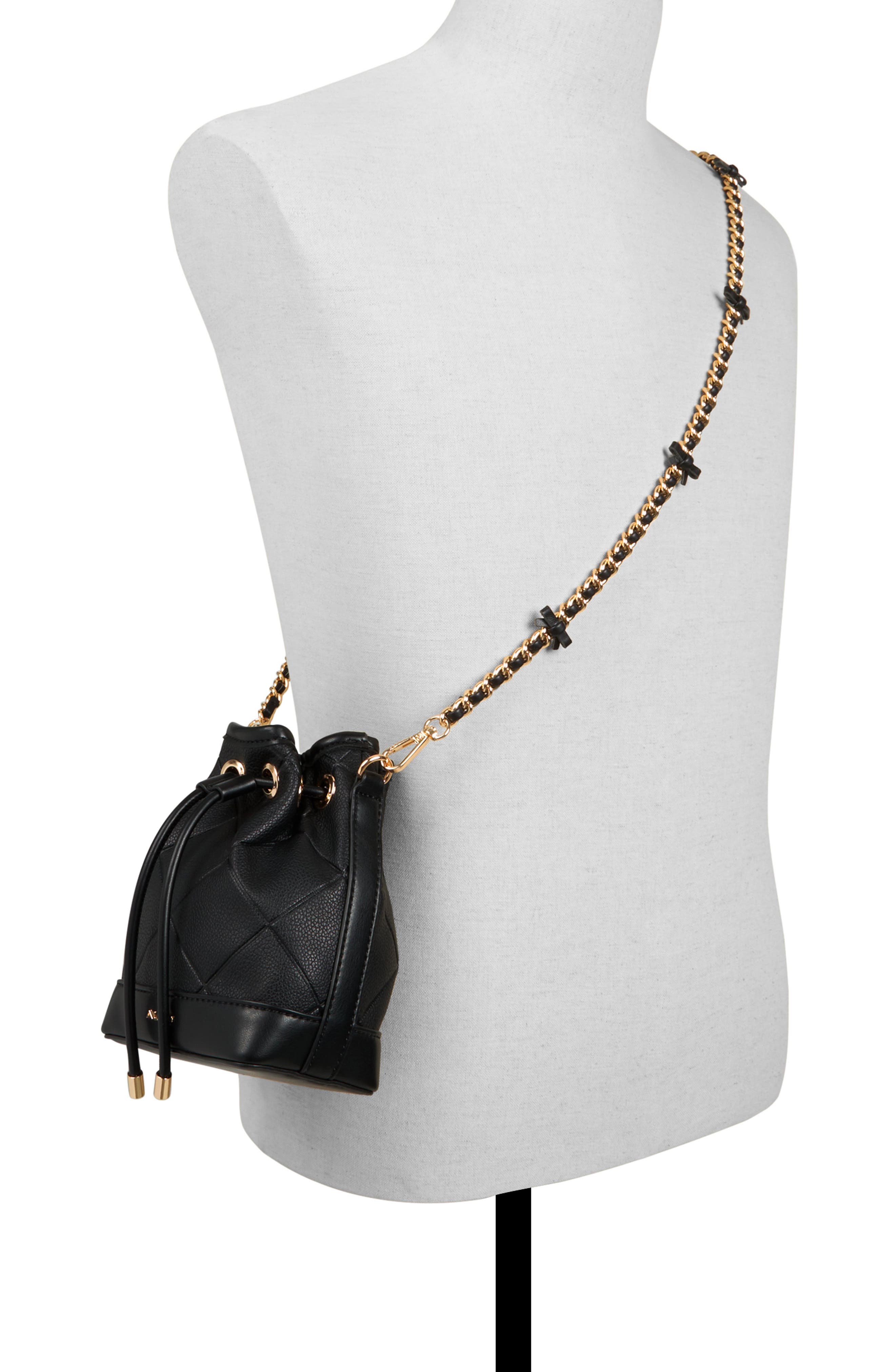 ALDO Elynnaa Faux Leather Bucket Bag, Alternate, color, Black