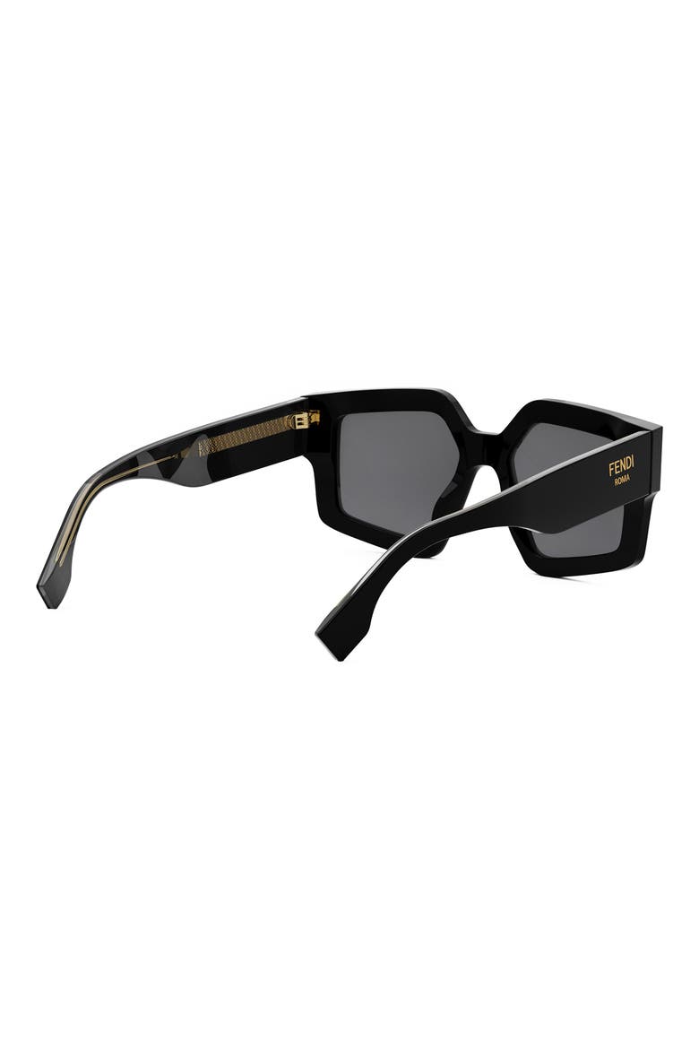 Roma 52mm Square Sunglasses, Alternate, color, SHINY BLACK / SMOKE