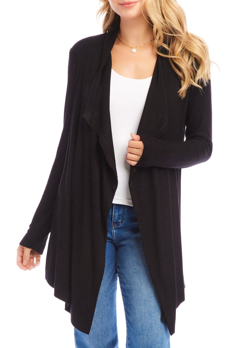 Karen Kane Drape Collar Rib Longline Cardigan, Main, color,