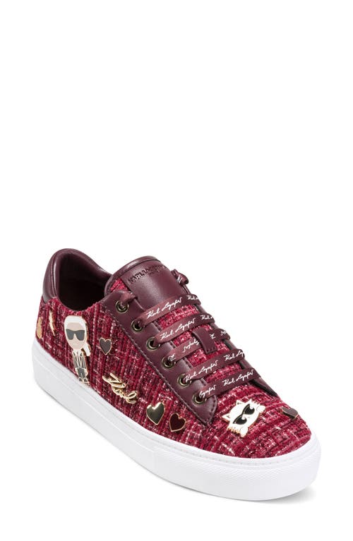 Karl Lagerfeld Paris Cate Pin Logo Low Top Sneaker In Burgundy