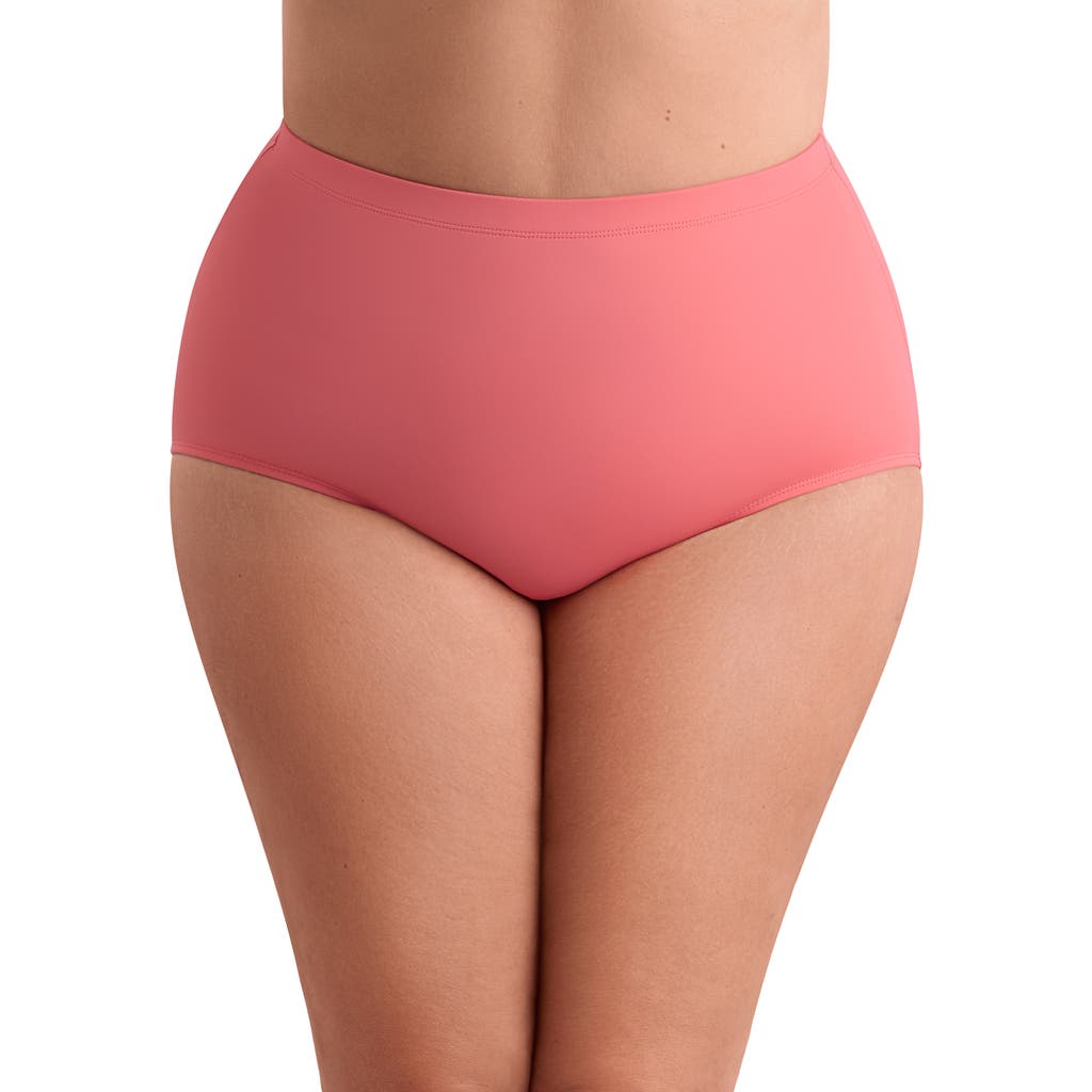 Shapesolver Basic Brief Plus Size Swimsuit Bottom In Pink
