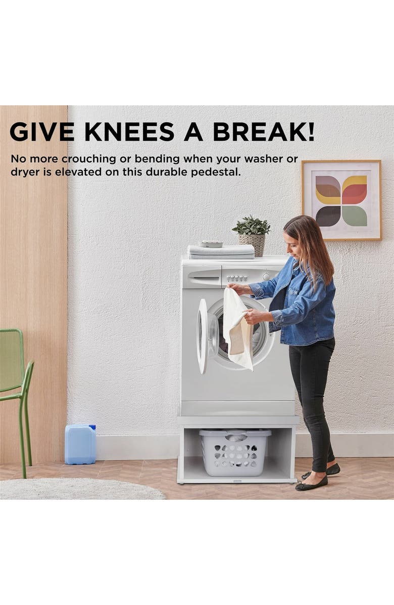Ivation Wooden Laundry Pedestal for Washer & Dryer, 33.86x 29.92 Universal Fit, Alternate, color, White 1 Pack