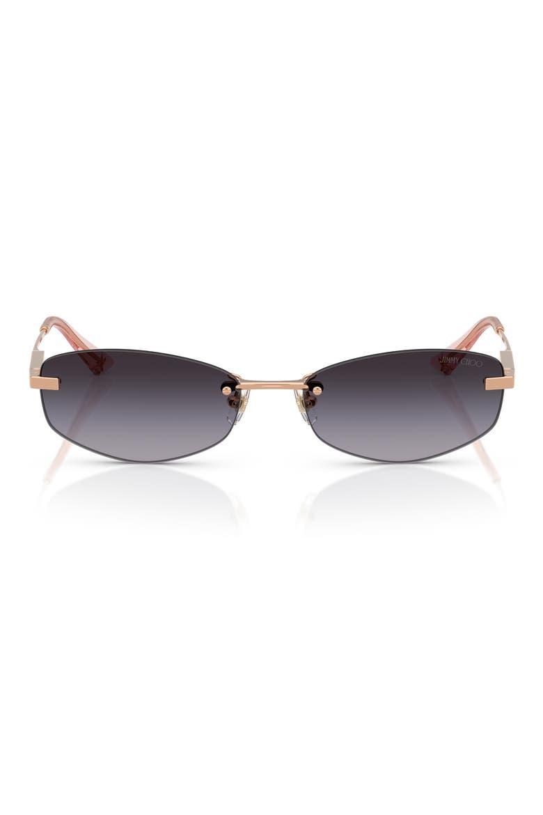 57mm Oval Sunglasses, Main, color, ROSE GOLD/ LIGHT GREY