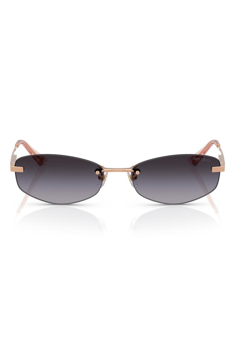 Jimmy Choo 57mm Oval Sunglasses, Main, color, Rose Gold 1
