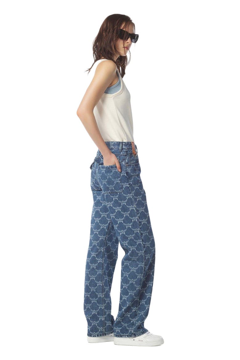 Lauretos Monogram Denim Jeans, Alternate, color, Indigo