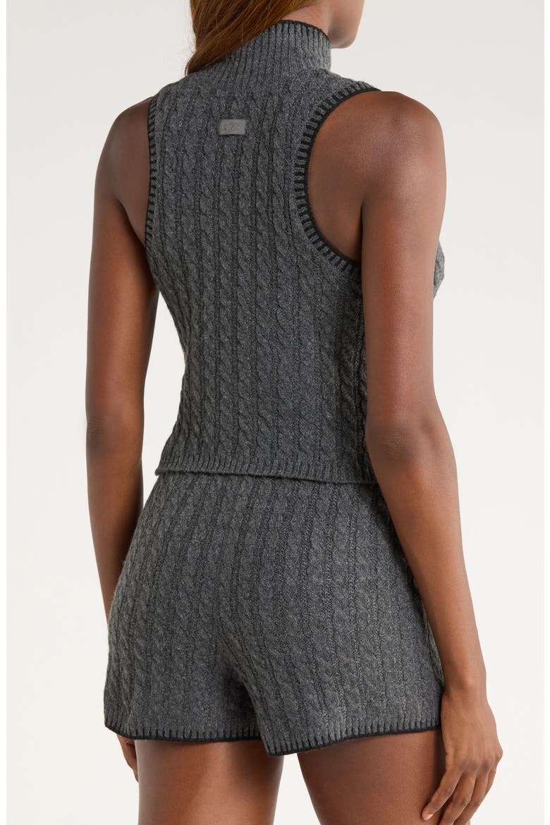Zariah Cable Sleeveless Mock Neck Sweater, Alternate, color, CHARCOAL HEATHER