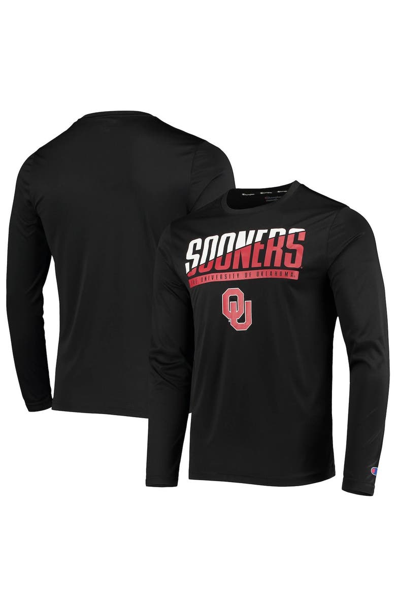 Champion Men's Champion Black Oklahoma Sooners Wordmark Slash Long Sleeve T-Shirt, Main, color, 