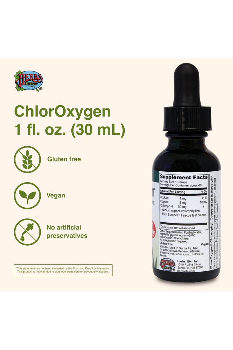 ChlorOxygen Chlorophyll Concentrate - Highly-Concentrated Energy Support - Aids Healthy Blood Circulation - Natural Vitality Support - Alcohol-Free - 1 fl oz, Alternate, color, No Color