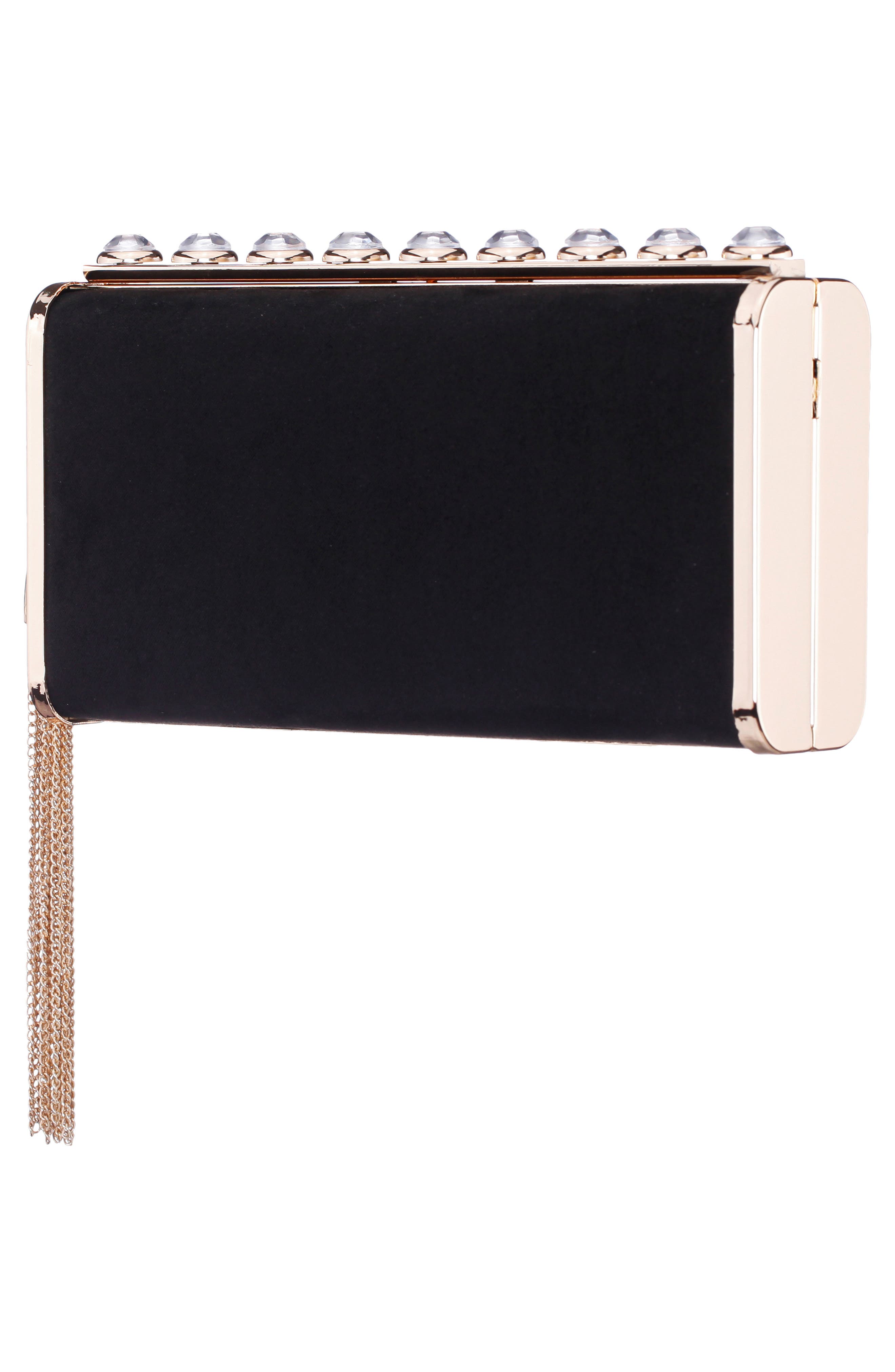 Nina Amos Crystal Clutch, Alternate, color, Black