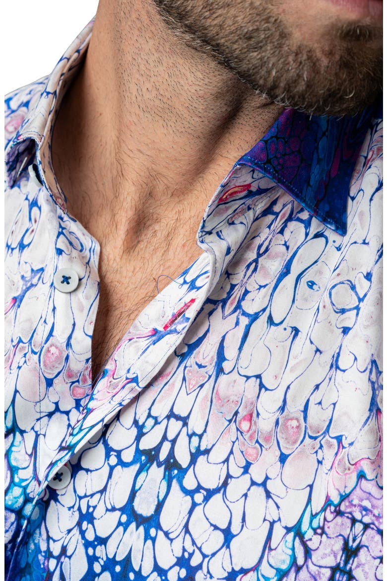Fibonacci Imense Blue Cotton Button-Up Shirt, Alternate, color, BLUE