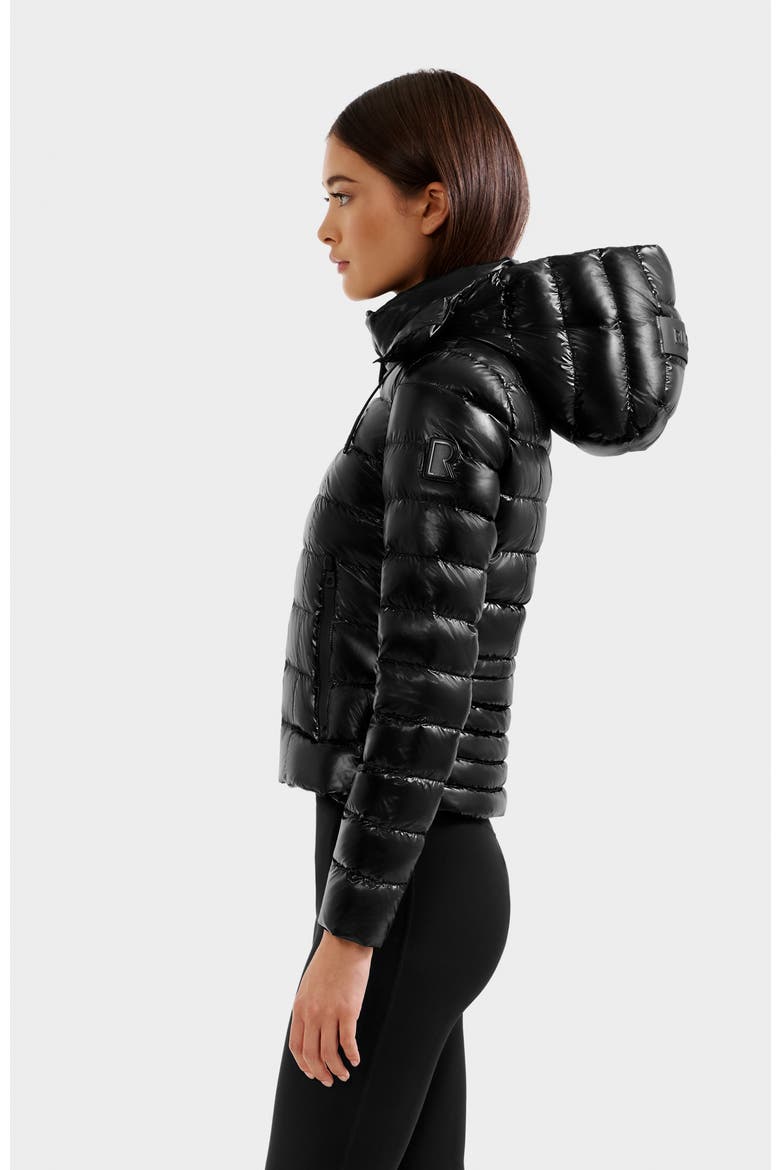 Melissa Glossy Lightweight Down Puffer, Alternate, color, Black