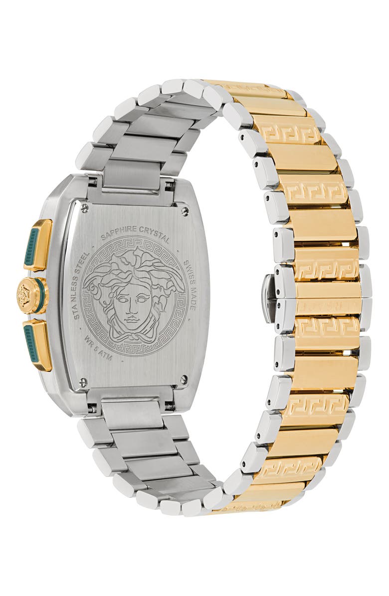 Versace Dominus Chronograph Bracelet Watch, 42mm x 50mm, Alternate, color, Two Tone