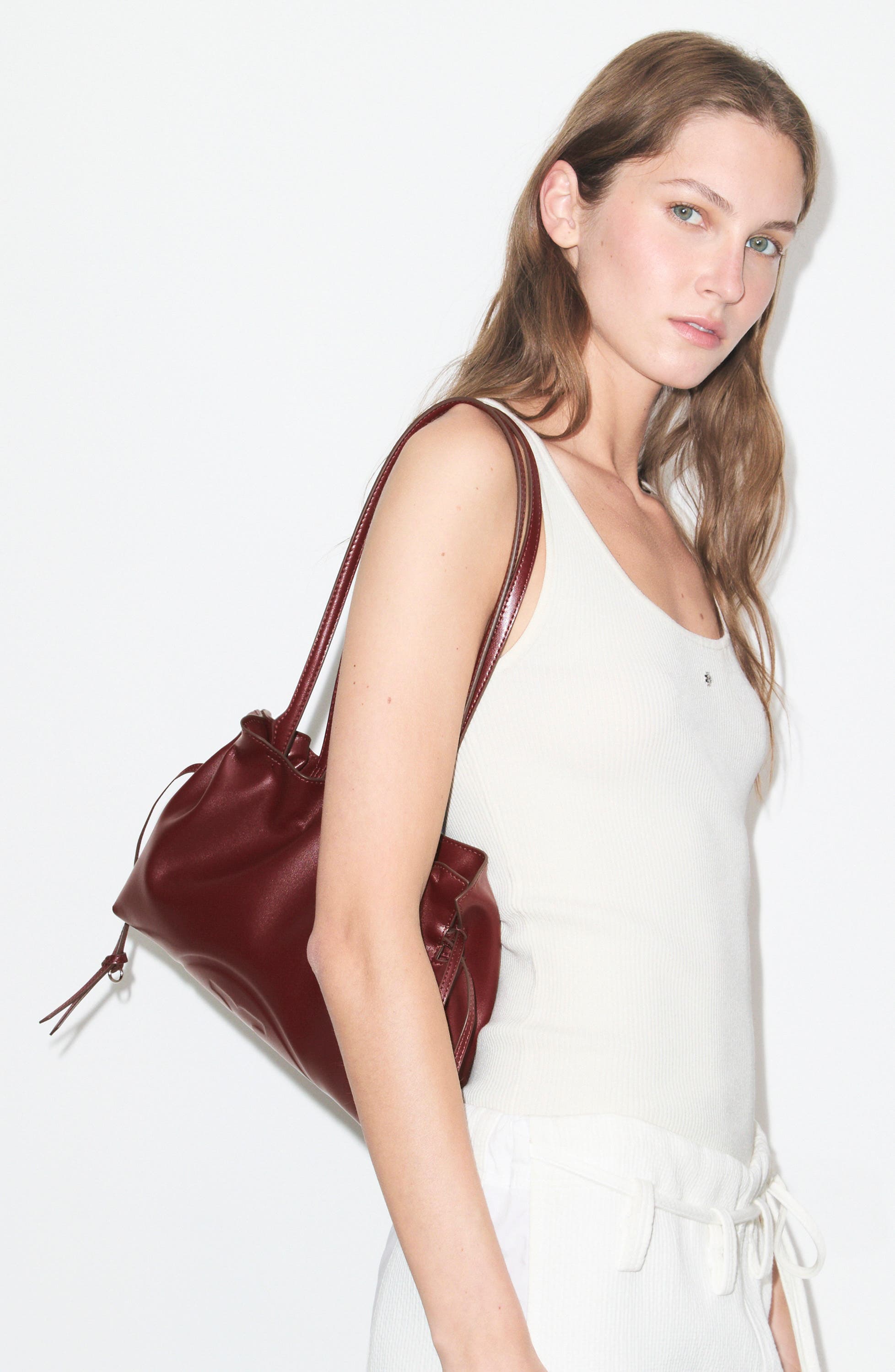 Small Ella Natuura™ Drawstring Tote, Alternate, color, MERLOT