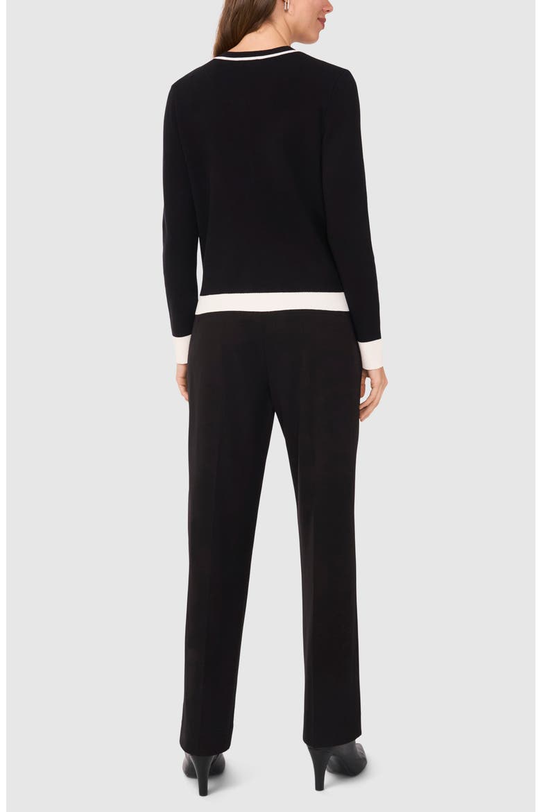 Contrast Trim Cardigan, Alternate, color, RICH BLACK