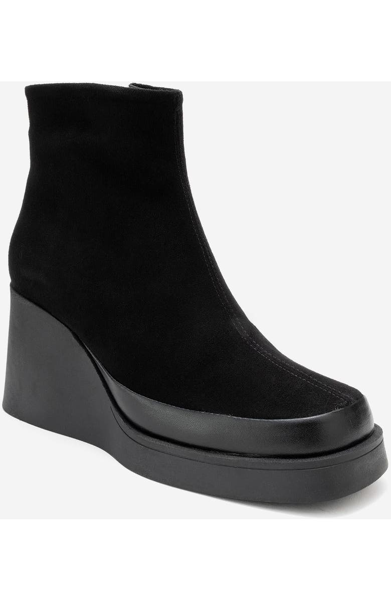 Forever & Always Shoes Livia Leather Wedge Boot, Main, color, Black