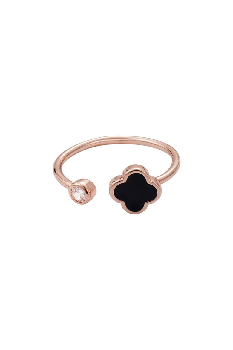 Cubic Zirconia & Clover Open Band Ring, Alternate, color, PINK