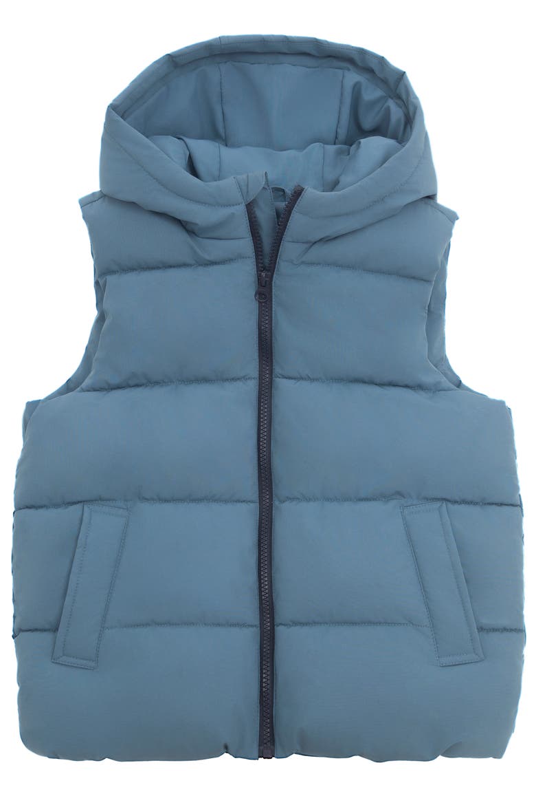 Kids' Everett Hooded Puffer Vest, Alternate, color, Slate blue
