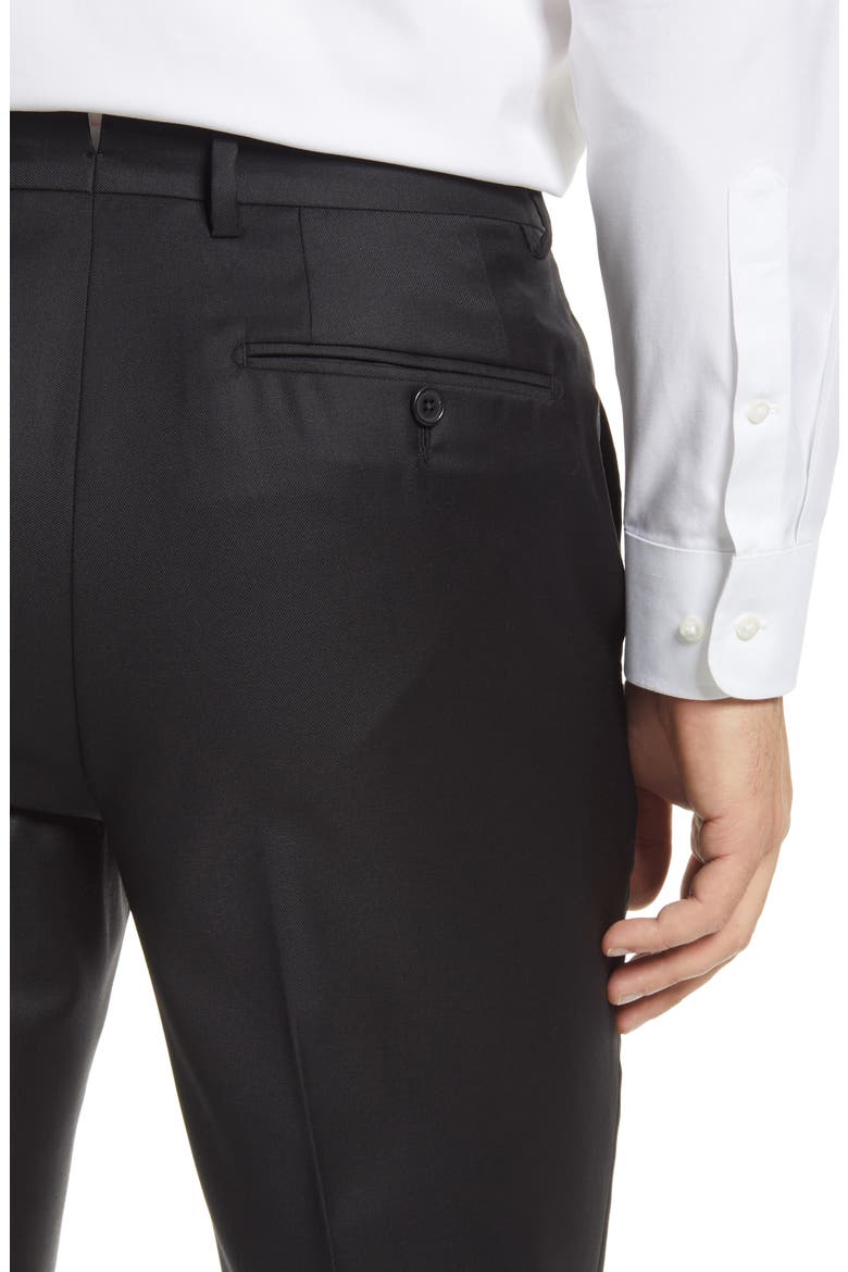 Roma Flat Front Loro Piana Wool Serge Dress Pants, Alternate, color, BLACK