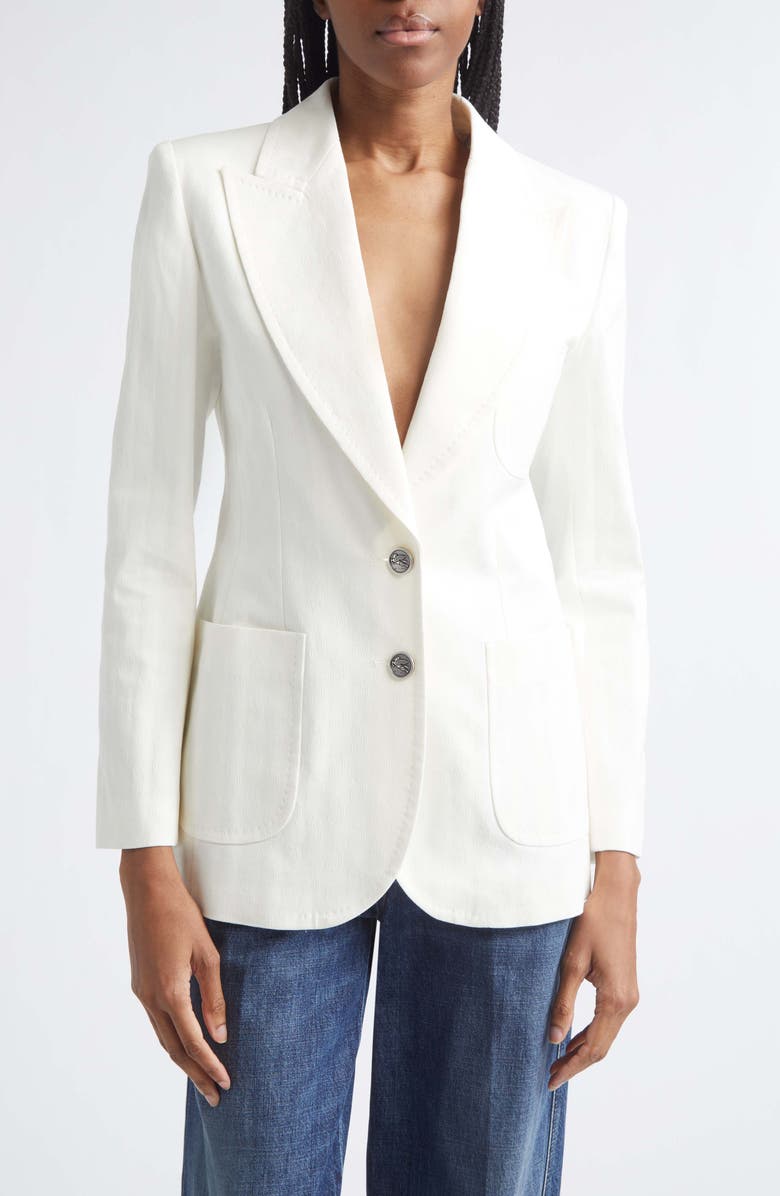 Etro Stretch Cotton Jacket, Main, color, Bianco
